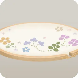 制作途中の刺繍枠