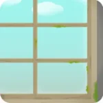 時が経った苔むす窓辺