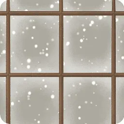 雪の見える窓・昼