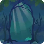 深い森の入り口の背景・夜