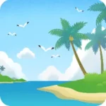 小島が浮かぶ海