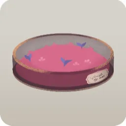 ピンクの草が生えた丘とシャーレ