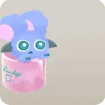 優しい紫色のツノリムルぬいぐるみ