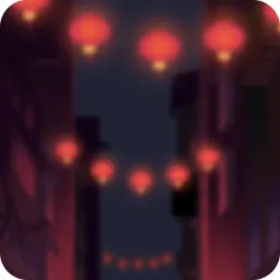 提灯ともる夜市