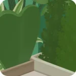 観葉植物の置かれた壁