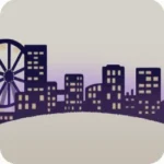 夏の街の夜景シルエット