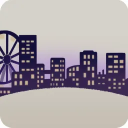 夏の街の夜景シルエット