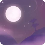 洞窟から見える暗い空と月