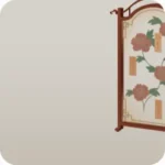 牡丹の絵が描かれたガラスの屏風