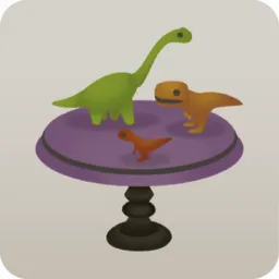 テーブルの上の古生物フィギュア