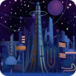 未来都市のジオラマ夜景