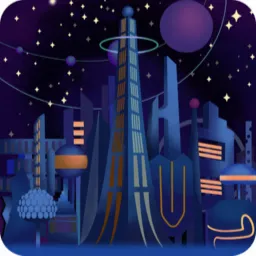 未来都市のジオラマ夜景