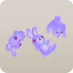 浮遊するウサギのぬいぐるみ