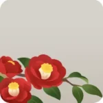 赤い椿の枝
