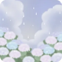 紫陽花と雨空